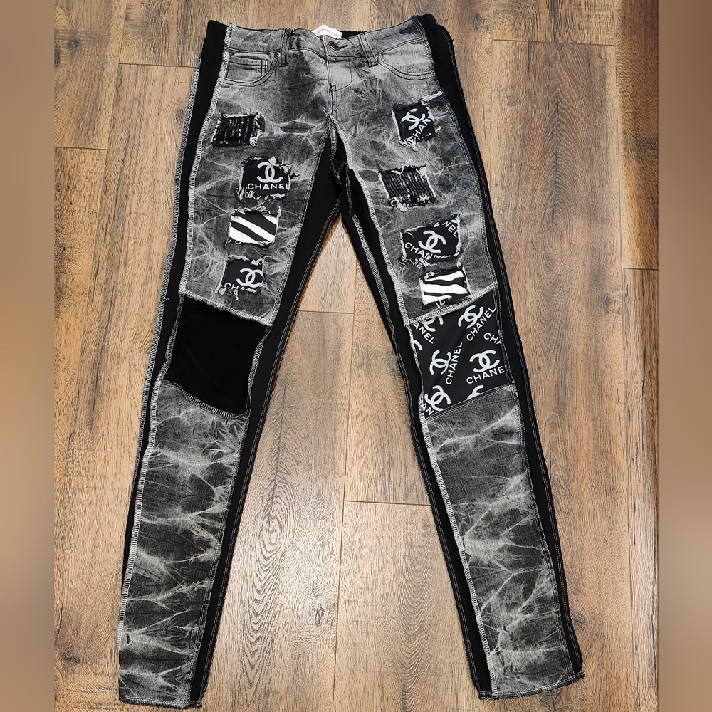 Mixed media jeans